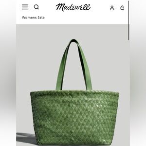 Like New MADEWELL Large Woven Leather Tote “Sweet Basil” Green.